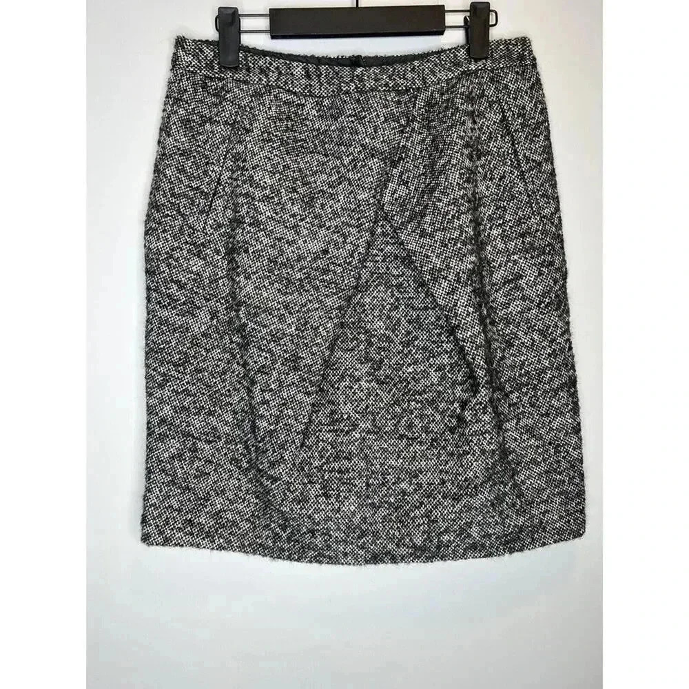 Martin AND Osa SZ 6 Wool Mohair Alpaca Pencil Skirt Midi Tweed gray career